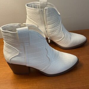 Sugar Crocodile Embossed Western Ankle Boots